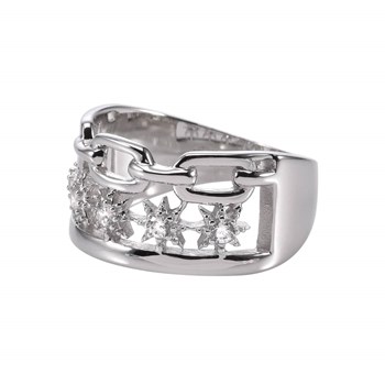 Bague Argent étoile Zirconium Blanc