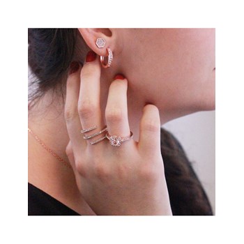 Hexagon Earrings - Rose Gold and Crystal