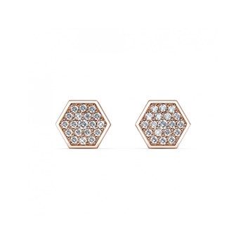 Hexagon Earrings - Rose Gold and Crystal