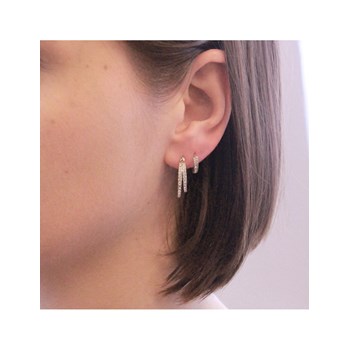 Earrings Duo Circlet - Silver and Crystal