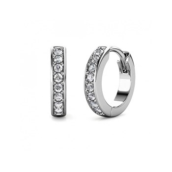 Circle Hoop Earrings - Silver and Crystal