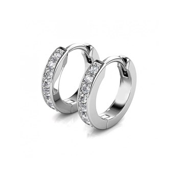 Circle Hoop Earrings - Silver and Crystal