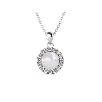Circlet Pearl Pendant - Silver and Crystal