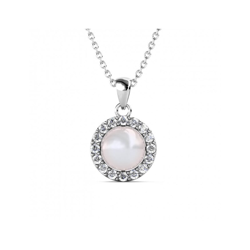 Pendentif Circlet Pearl - Argenté et Cristal