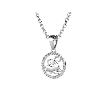 Zodiac Aries Pendant - Silver and Crystal