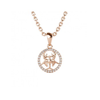 Cancer Zodiac Pendant - Rose Gold and Crystal