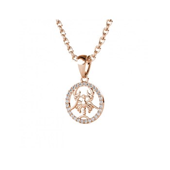 Cancer Zodiac Pendant - Rose Gold and Crystal
