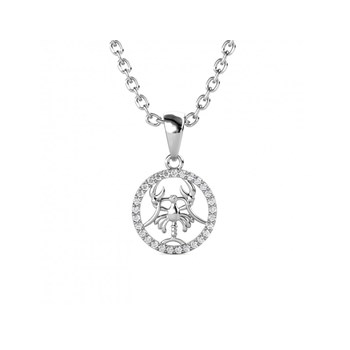 Cancer Zodiac Pendant - Silver and Crystal