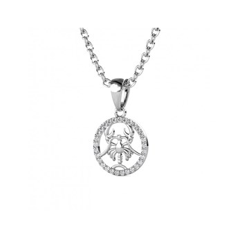 Cancer Zodiac Pendant - Silver and Crystal