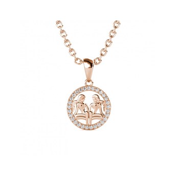 Gemini Zodiac Pendant - Rose Gold and Crystal