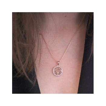 Gemini Zodiac Pendant - Rose Gold and Crystal
