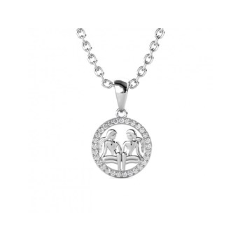 Pendentif Zodiaque Gémeaux - Argenté et Cristal