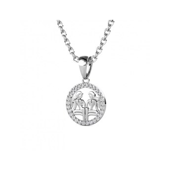Pendentif Zodiaque Gémeaux - Argenté et Cristal