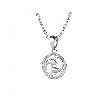 Zodiac Pisces Pendant - Silver and Crystal