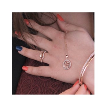 Pendentif Zodiaque Verseau - Or Rosé et Cristal