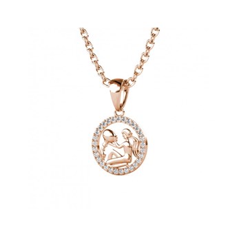 Pendentif Zodiaque Verseau - Or Rosé et Cristal
