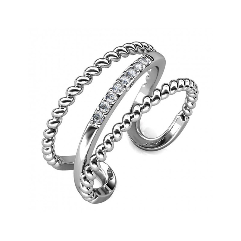 Bague Irving - Argenté et Cristal