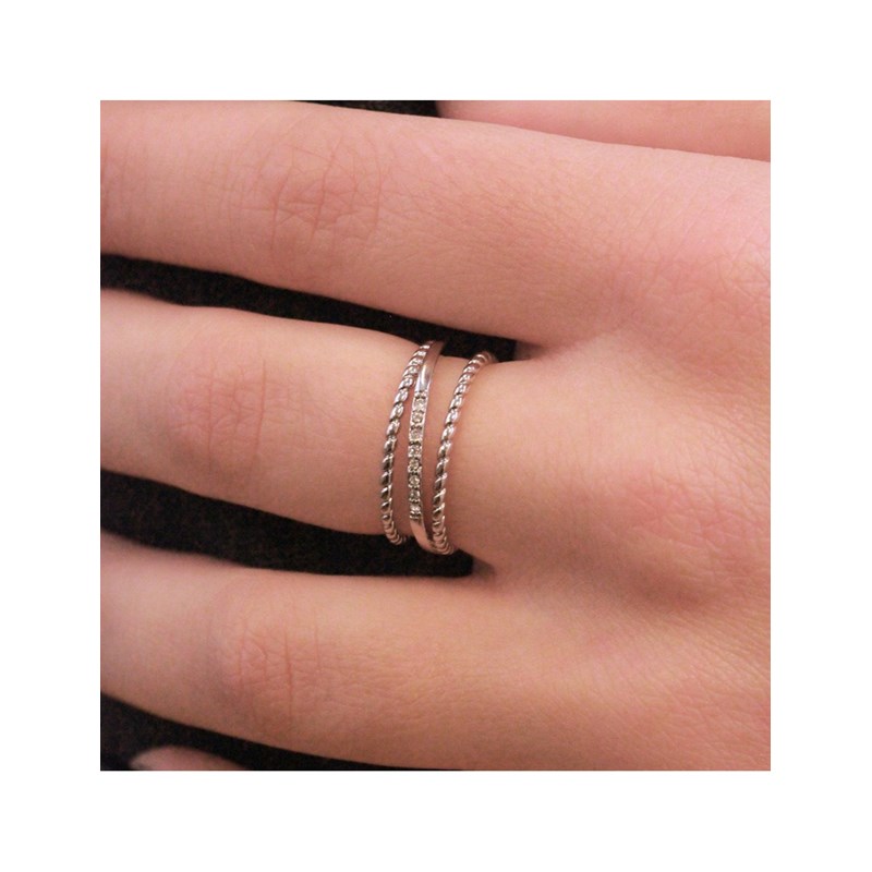 Bague Irving - Argenté et Cristal - vue 2