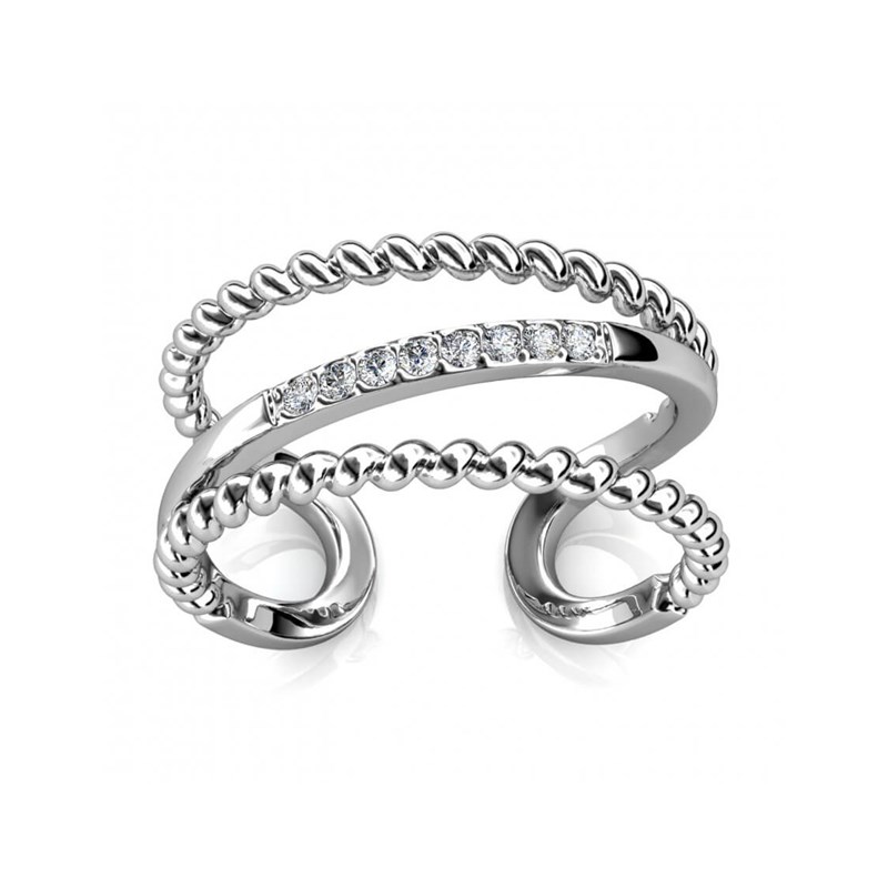 Bague Irving - Argenté et Cristal - vue 3