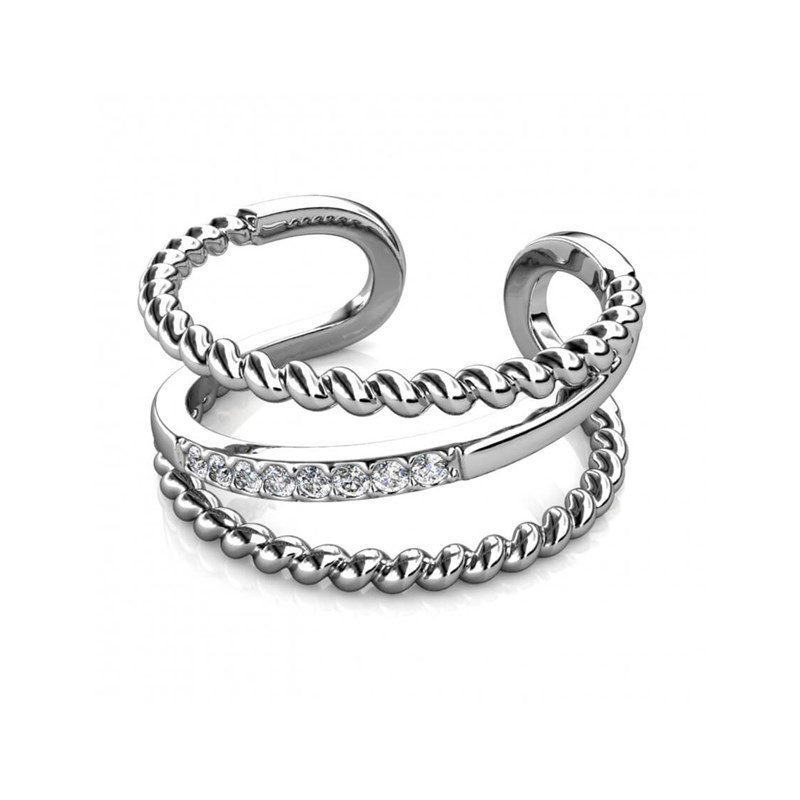 Bague Irving - Argenté et Cristal - vue 4