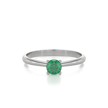 Bague ADEN Solitaire Or 585 Blanc Emeraude 1.59grs