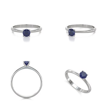 Bague ADEN Solitaire Or 585 Blanc Saphir 1.59grs