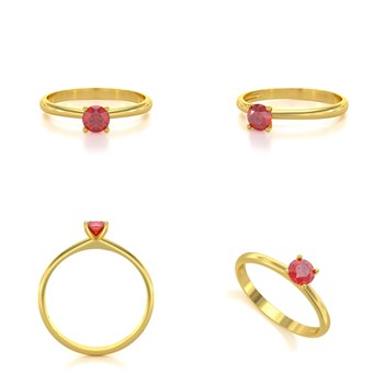 Bague ADEN Solitaire Or 585 Jaune Rubis 1.59grs