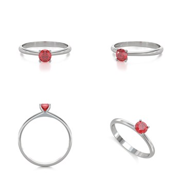 Bague ADEN Solitaire Or 585 Blanc Rubis 1.59grs