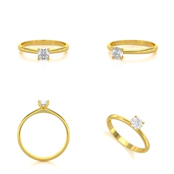 Bague ADEN Solitaire Or Jaune Diamants 1.59grs