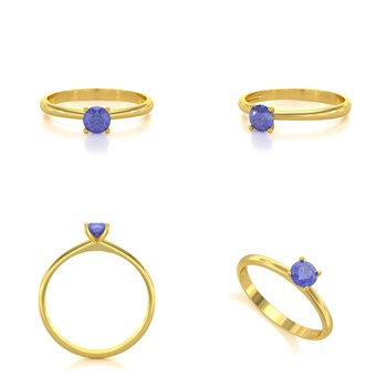 Bague ADEN Solitaire Or 585 Jaune Tanzanite 1.59grs