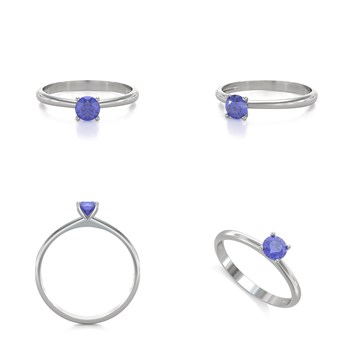 Bague ADEN Solitaire Or 585 Blanc Tanzanite 1.59grs