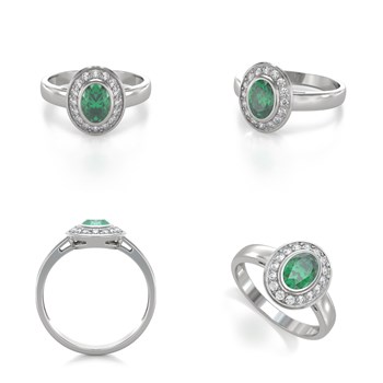 Bague Emeraude et diamants sur Argent 925 2.788grs
