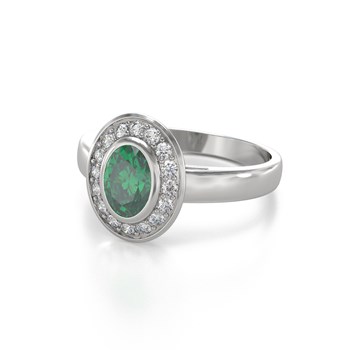 Bague Emeraude et diamants sur Argent 925 2.788grs