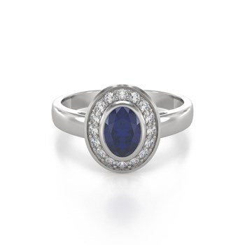 Bague Saphir et diamants sur Argent 925 2.788grs