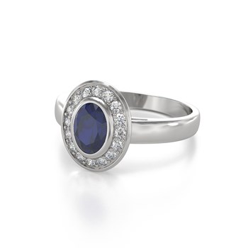 Bague Saphir et diamants sur Argent 925 2.788grs