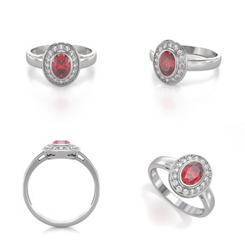 Bague Rubis et diamants sur Argent 925 2.788grs