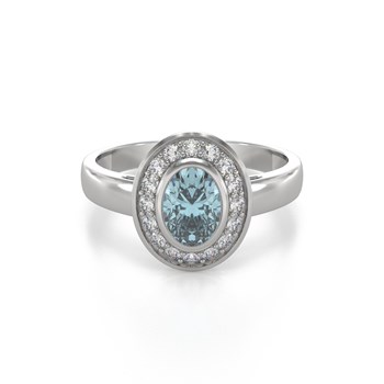 Bague ADEN Aigue-Marine et diamants sur Argent 925 2.788grs