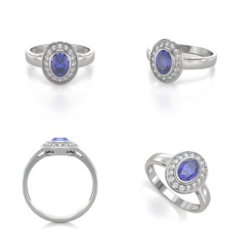 Bague ADEN Tanzanite et diamants sur Argent 925 2.788grs