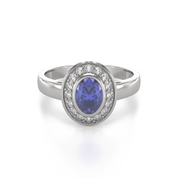 Bague ADEN Tanzanite et diamants sur Argent 925 2.788grs