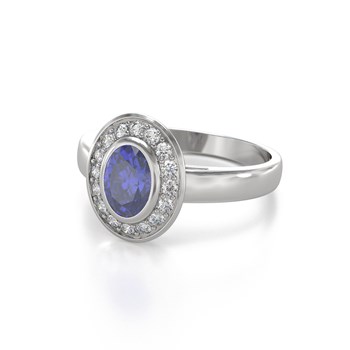 Bague ADEN Tanzanite et diamants sur Argent 925 2.788grs