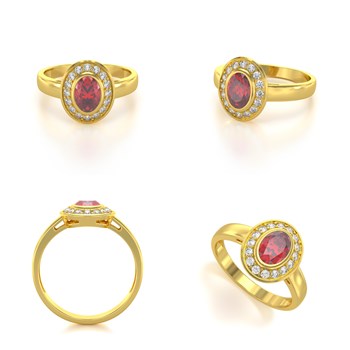 Bague ADEN ADEN Or 585 585 Jaune Rubis et diamants 2.788grs