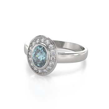 Bague ADEN Or 585 Blanc Aigue-Marine et diamants 2.788grs