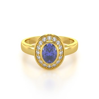 Bague ADEN Or 585 Jaune Tanzanite et diamants 2.788grs