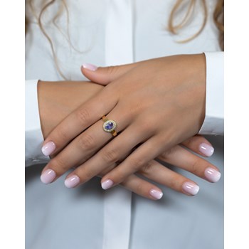 Bague ADEN Or 585 Jaune Tanzanite et diamants 2.788grs