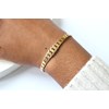Bracelet jonc style maille chaine rigide semi ouvert ajustable-Plaqué or - vue V3