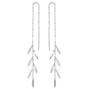 Boucles d'oreilles traversantes chaînes pampilles tombantes Argent 925 Rhodié