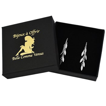 Boucles d'oreilles traversantes chaînes pampilles tombantes Argent 925 Rhodié