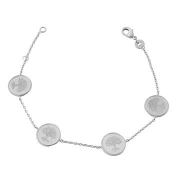 Bracelet arbre de vie 4 médailles rondes Argent 925 Rhodié