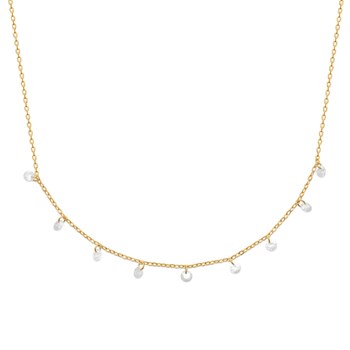 Necklace with zirconium oxide pendants Gold-plated 750 3 microns