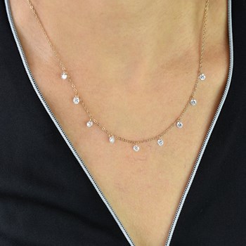 Necklace with zirconium oxide pendants Gold-plated 750 3 microns